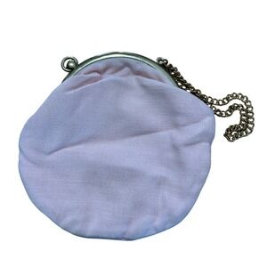 Budd Leather Vintage Floral Tapestry Coin Purse Pink Rose Gold Kiss Lock Frame